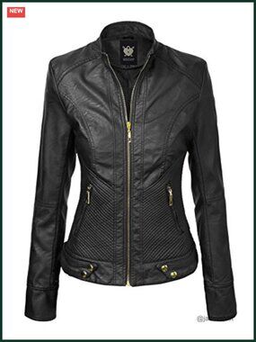 Slim Fit Vegan Leather Moto Jacket PU Biker Motorcycle Coat